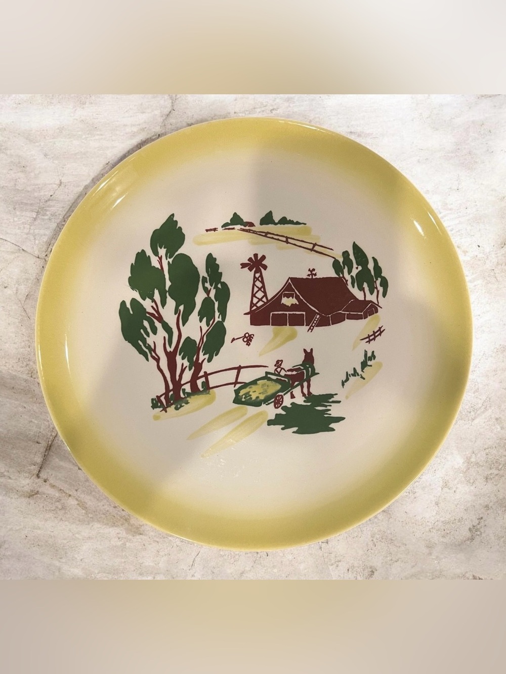 mid-20th century 'Harvest' pattern earthenware plate by Brock of Calif